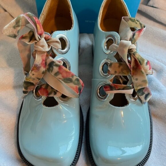 John Fluevog Paulson Light Blue Size 7 Like New Never worn Chunky Retro Boho Vog - Picture 5 of 16